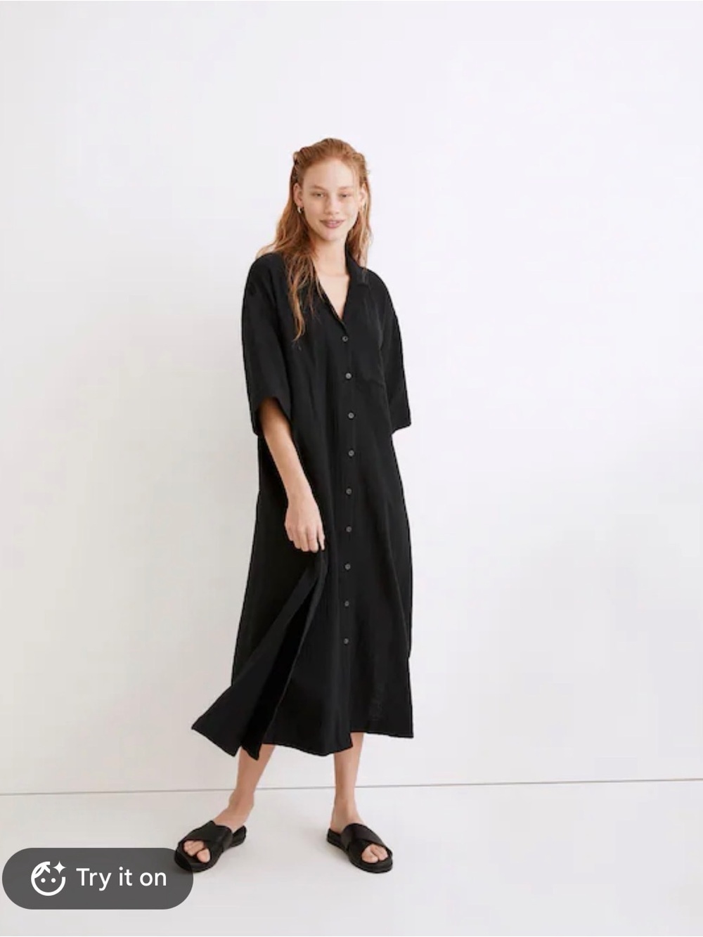Madewell Black light spun 100% cotton shirt Dress